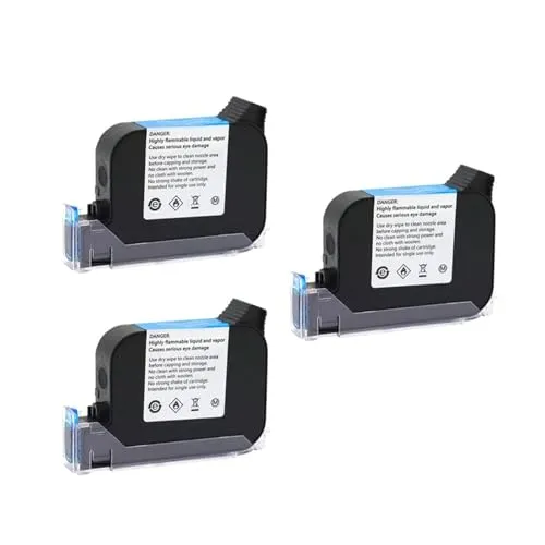 JS12 600DPI Aレベルハンドヘルドプリンター 速乾性エコソルベント 印刷高さ12.7mm インクジェットプリンター カラフルインクカートリッジ 速乾性(3pcs)