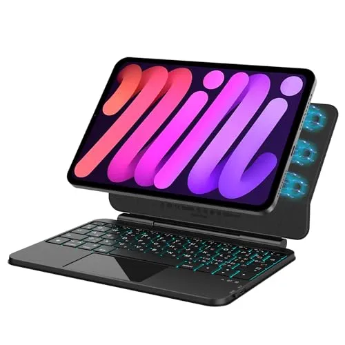 BETTDOW マジックキーボード 2024 Mini 7 A17 Pro 第7世代&2021 Mini 6 第6世代8.3インチ対応 磁気キーボードケース Mini 第6/7世代通用 トラックパッド付き 7色バックライト付き 高感度磁気吸着 ケース 日本