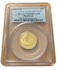 米国 1993 W ゴールド $5 5ドル PCGS PR69DCAM マディソン