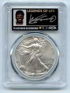 2024年 1ドル アメリカン シルバー イーグル 1オンス PCGS MS70 FDOI レジェンド オブ ライフ ヴラド・ゲレロ