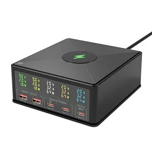 【送料無料】USB 充電器 PD 急速充電器 合計180W【LCDディスプレイ/2台ノートPC/単ポート65W/ワイヤレス】PD 3.0、PPS、QC4+対応 5ポート USB-C*3&USB-A*2 PSE認証済み ノートPC/Macbook Pr