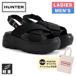 ☆トートバッグ プレゼント☆ ハンター HUNTER メンズ レディース シティ リベル ウェビング クロスオーバー サンダル U CITY REBEL WEBBING CROSS-OVER SANDAL ブラック UFD3112NYL BLACK