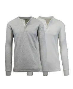 ギャラクシーバイハルビック メンズ トップス Tシャツ Galaxy By Harvic Men's Long Sleeve Thermal Henley Tee Pack of 2 Multi7 マルチカラー