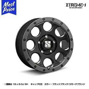 エクストリームJ XTREME-J XJ03 18インチ 8.0J 40 5-114.3 フラットブラック/スモークフランジ ホイール1本 | 31エクストレイル デリカD5 KJ/KKチェロキー アルミホイール オフロード オフロード系 ライ
