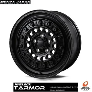【取り寄せ品】 送料無料~ ホイールのみ 4本セット モンツァジャパン ハイブロック TARMOR サテンブラック 15インチ 5.5J インセット38 5穴 PCD100 ジャパン三陽 MONZA JAPAN HI-BLOCK ターマー シエンタ