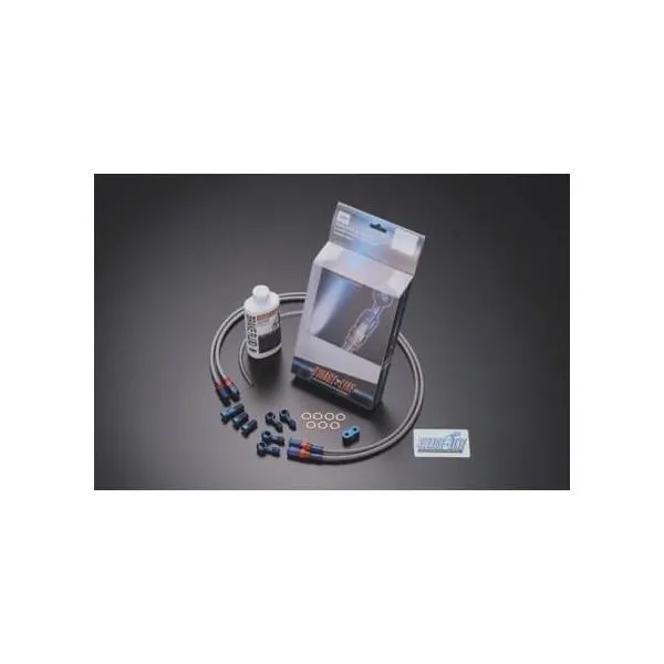 フロントブレーキホースキット スモークホース ブルー／レッド アルミ ZX-6R 00～02年 スウェッジライン（SWAGE-LINE）