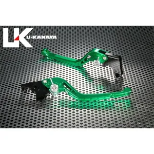 ユーカナヤ GPタイプ アルミ削り出しビレットレバー（レバーカラー：グリーン） GPZ1100 調整アジャスターカラー ゴールド KA005-004-0507-02