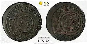 リヴォニア ソリダス PCGS MS-62 シルバー シリング 1648 (スウェーデン占領)