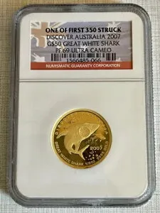 オーストラリア 2007 ホオジロザメ $50 1/2 オンス ゴールド プルーフ コイン NGC PF69 UC SKU#6510