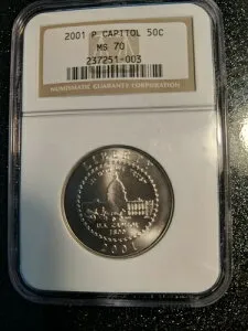 2001-P 米国議会議事堂記念 50 セント ハーフ ドル NGC MS-70... 完璧!!!