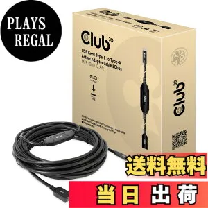 【送料無料】Club 3D USB 3.2 Gen1 Type C to Type A ケーブル オス／メス 5Gbps 10 m (CAC-1538) 色：黒