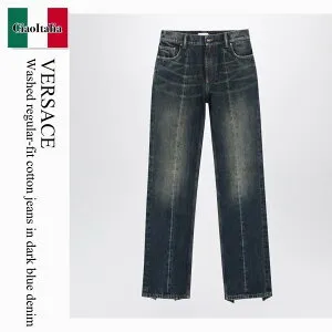 【数量限定・在庫限り・早い者勝ち！】 ヴェルサーチェ / Versace Washed Regular-Fit Cotton Jeans In Dark Blue Denim / 1024529 / 1024529 1DA60 / 10245291DA60 / デニム・ジーパン
