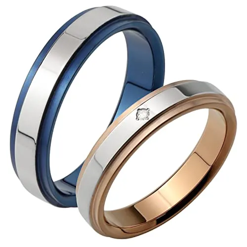 [フェフェ]fe-fe×phiten [特 別 仕 様] ファイテン 平打ち カラーライン 天然ダイヤモンド 純チタン ペアリング (レディース8号 メンズ18号)