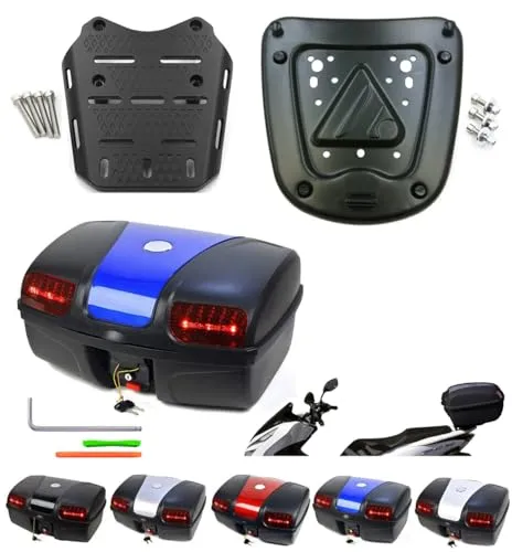 PCX専用 ボックス&キャリアセット 容量47L 取付簡単 PCX リアボックス トップケース リアキャリア 専用 ベースプレート バイク ケース ホンダ 適応車種：(PCX-2014~2025) (EMT-ブルー)