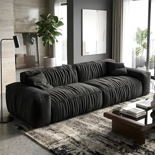 【WNJAPAN】カウチソファ 290cm 3人掛け スエード 圧縮 ソファ フロアソファ コーナーソファ リビングソファ カウチ カウチソファー 3人 3人掛 3P オットマン 肘付き クッション付き sofa l字 北欧 脚なし SFA-16BK [並