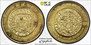 1971年 MO メキシコ グローブ メダル 金箔シルバー ルイス 1 世 8 レアレス デザイン PCGS SP66 4246