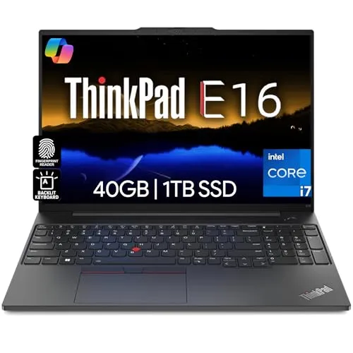 OemGenuine Lenovo ThinkPad E16、WUXGA 16インチ IPS、Intel 10 Core i7-1355U、40GB RAM、1TB NVMe、指紋、バックライト付きKB、WiFi 6、Bluetooth、RJ-45、W11