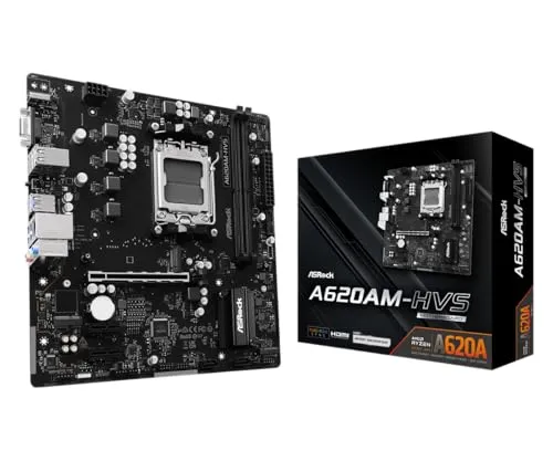 ASRock マザーボード A620AM-HVS AMD Ryzen 9000 / 8000 / 7000 シリーズ CPU対応 (Soket AM5) A620A Micro ATX マザーボード 【国内正規代理店品】