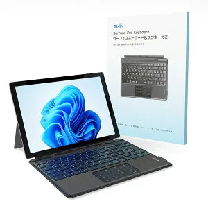 【タッチパッド&テンキー搭載】Surface Pro 8/9/X/10/11 キーボード ワイヤレス 日本語配列 サーフェス キーボード 磁気吸着 Bluetoothキーボード 7色バックライト 明るさ3段階調整 マルチペアリング