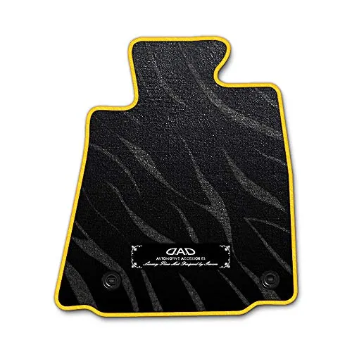 DAD ギャルソン D.A.D エグゼクティブ フロアマット MAZDA(マツダ)AZ-WAGON AZワゴン 型式 : MD22S 1台分 GARSON プレステージデザインブラック/オーバーロック(ふちどり)カラー:イエロー/刺繍:シルバー/ヒールパッ