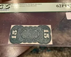 Fr#1272SP 15￠ 第 3 号 グラント シャーマン フラクショナル、バック標本、PCGS 62
