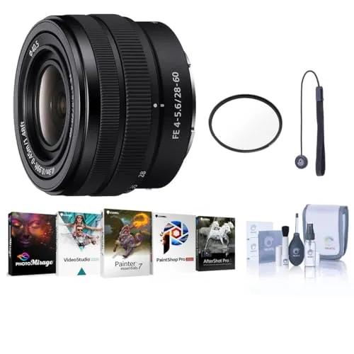 Sony FE 28-60mm f/4-5.6 レンズ 40.5mm UVフィルター クリーニングキット レンズキャップテザー PCソフトウェアキット