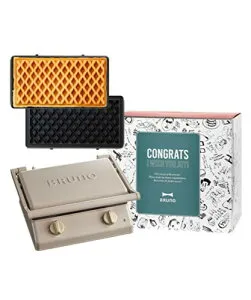 BRUNO ブルーノ グリルサンドメーカー ダブル ワッフルプレート タイマー 食パン 6枚 お祝い 新生活 ギフト おめでとう スリーブ セット グレージュ BOE084-GRG BOE084-WAFFLE 1703390