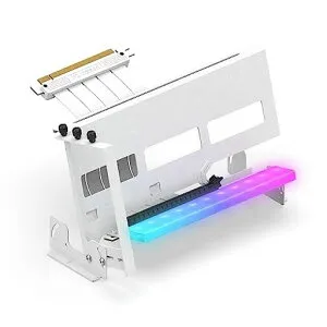EZDIY-FAB新しいRGB垂直PCIe4.0GPUブラケットマルチアングル調整垂直グラフィックカードホルダーARGB5V3ピンLEDライト同期PCIe4.0X16Gen4白いライザーケーブル付き90度直角17cm