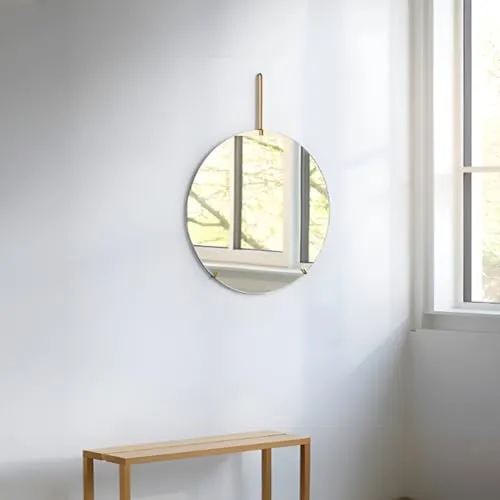 【WNJAPAN】鏡 壁掛け ウォールミラー 丸 WALL MIRROR 北欧 壁掛けミラー 洗面台 丸鏡 円形 シンプル インテリア フレームレス 玄関 卓上 おしゃれ 直径50cm ホテルライク SM-21GO [並行輸入品]