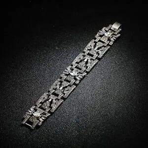 【送料無料】ブレスレット アクセサリ? シルバーブレスレットアールデコパッドスクエアエンドレースウェディングクラスsilver bracelet art deco pad square end vintage lace wedding class ct 3