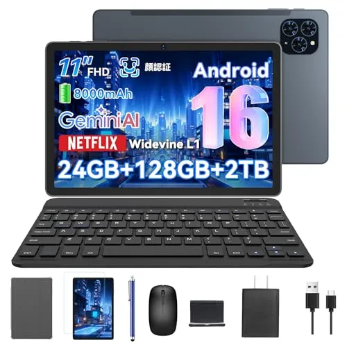 【2026新登場 Android16 タブレット 11インチ 】TABWEE T90 タブレット アンドロイド16 WiFiモデル 、24GB+128GB+2TB拡張、1920*1200 FHD大画面、WidevineL1対応 Netflix YouTub