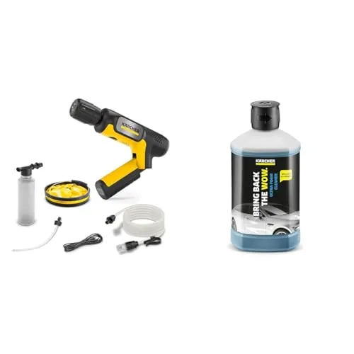 【セット買い】【Amazon.co.jp限定】ケルヒャー(Karcher) コードレス高圧洗浄機 OC Handy Compact Plus CB ハンディエア USB-C充電式(10W以上推奨) 折りたたみバケツ付き 高性能4in1ノズル バッテリー一体