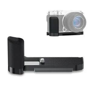 JJC 金属 L型ハンドグリップ 富士フイルム Fujifilm Fuji X-M5 XM5 カメラ適用 電池交換が便利 底の1/4-20ネジ穴×3 & アルカタイプ 黒い