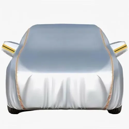 車カバー ボディカバー カーボディカバー に適用 L 3962 x B 1473 x H 1270 mm 車，自動車 ボディーカバー 防台風 防水防雪防塵防雪紫外線 四季対応，ドアジッパー付，あなたの車に合わせてカスタマイズ(Silver)