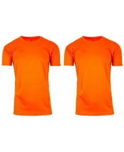 ギャラクシーバイハルビック メンズ トップス Tシャツ クルーネック Galaxy By Harvic Men's Short Sleeve Moisture-Wicking Quick Dry Performance Crew Neck Tee -2 Pack Neon Orange-Neon Orange オレンジ