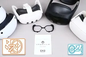 VRメガネ【Meta Quest3、PSVR2、Meta Quest Pro、Quest2、PICO4、Varjo、HTC VIVEシリーズ対応】ヘッドマウントディスプレイ専用メガネフレーム VRsatile/ヴァーサタイル（IRブルーカットコート+エセンシアコ