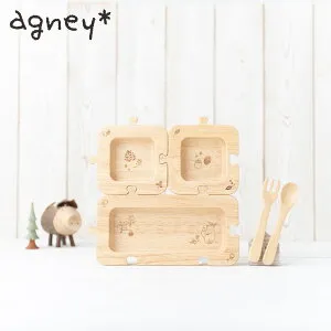 アグニー agney 子供 食器セット ワンプレート スプーン フォーク 3点セット 男の子 女の子 ベビー 赤ちゃん 天然素材 日本製 食洗器対応 森のジグソープレート 3点セット AG-601S
