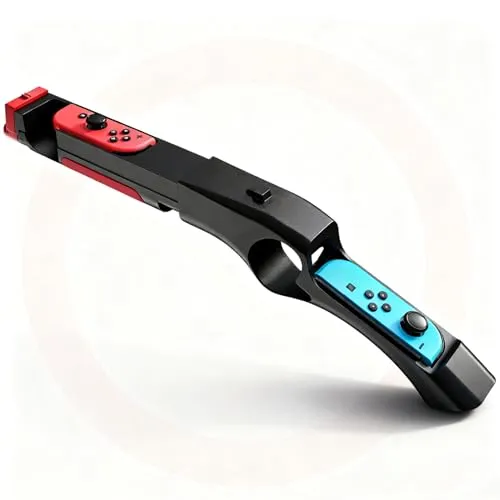 Nintendo Switch/Switch OLED JoyCons シューティングゲーム Wolfenstein 2用ガンコントローラー :巨像、バイオハザード、ビッグバックハンター、その他、スイッチハンドグリップハンティングゲームアクセサリー用
