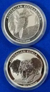 2014 オーストラリア クッカブラとコアラ 1 オンス 0.999 シルバー $1 ドル コインジェム ミント
