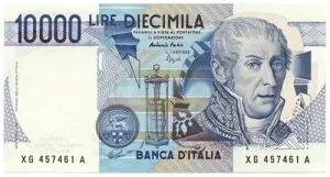 10000 リラ B. D'ITALIA ALESSANDRO VOLTA SERIE SOSTITUTIVA XG 23/06/1998 FDS
