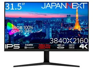 【法人様宛限定】JAPANNEXT JN-IPS315UHDR-C90W-HSP 液晶ディスプレイ 31.5型/3840×2160/HDMI、DP、USB-C×1/ブラック/スピーカー無/2年保証
