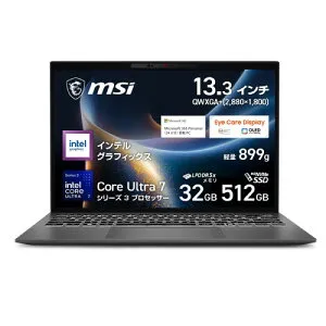 ノートPC Prestige-13-AI+A3MG-2639JP [13.3型 /Core Ultra 7 355 /RAM:32GB /SSD:512GB /Windows 11 Home /Office OP付 /プラチナグレイ]