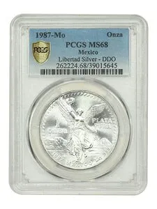 メキシコ: 1987-Mo 1 Onza Silver PCGS MS68 (DDO、Libertad) - その他
