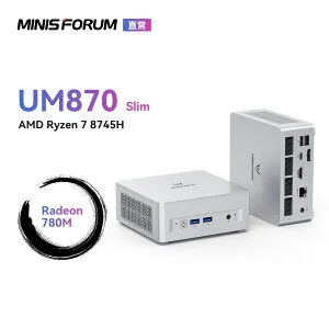 【★20％クーポン】MINISFORUM UM870Slim ミニpc Ryzen 7 8745H DDR5 32GB 1TB SSD /ベアボーンキットPC Windows 11 Pro 小型pc HDMI2.1 |DP1.4|USB4 4K@60Hz 3画面出力ミニパソコン