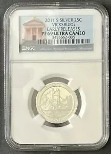 2011 S シルバー 25C ビックスバーグ アーリー リリース PF 69 ウルトラ カメオ
