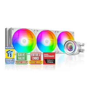 ID-COOLING FX360 INF ホワイト 360mm 液体CPUクーラー、AIOクーラー ARGBインフィニティミラーエフェクト、3x120mmデイジーチェーンファン、低騒音動作27.2dB(A)最大、Intel LGA1851/1700/1200/115X; AMD AM5/AM4