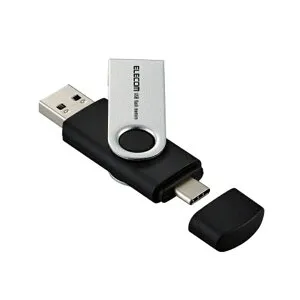 エレコム USBメモリ 128GB USB3.2(Gen1) 【 Type-C / USB A 両対応 】 キャップ式 MF-TPC3128GBK ブラック 容量：128GB