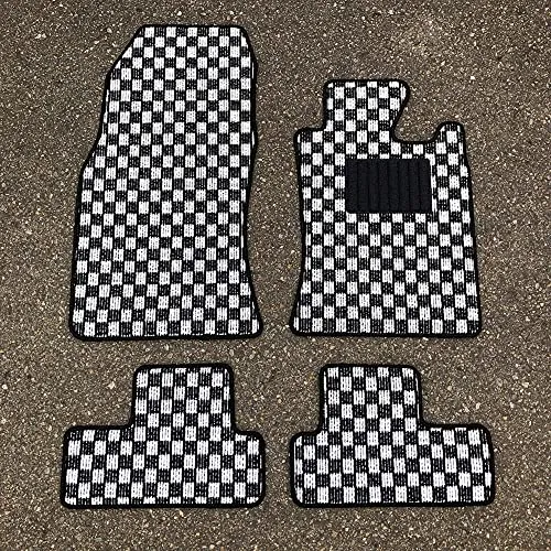 【フロアマット】MINI ミニクーパー R50/R52/R53 RA16/RE16 2001/10～2008/10 チェックシリーズ ブラック×ホワイト 黒×白 (国内生産社外マット)