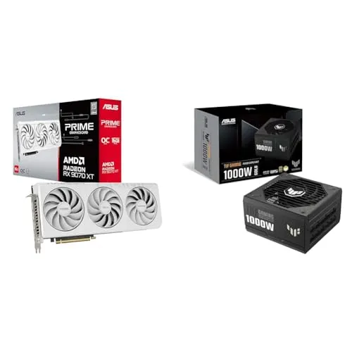 【セット買い】ASUS AMD Radeon RX9070XT 搭載 ビデオカード PCIe 5.0 16GB GDDR6 PRIME-RX9070XT-O16G-WHITE 白 国内正規代理店品+ASUS PSU 電源ユニット PCIE5.0 フルモジュ
