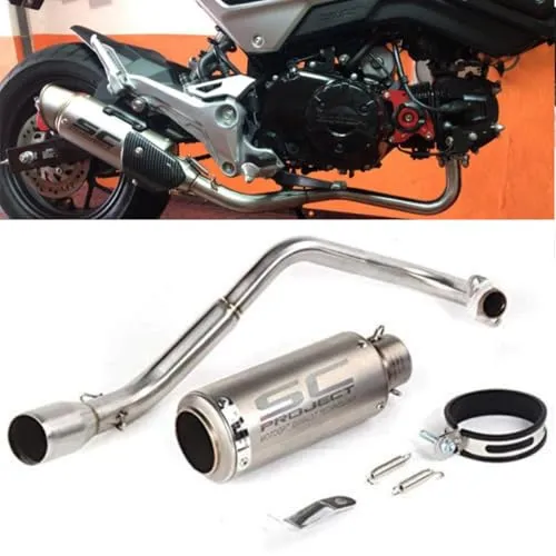 Eiksouvi スリップオン マフラー ホンダ グロム GROM/MSX125/Monkey125 JC92/JC61 対応 フルエキゾースト バイクサイレンサー (ステンレス鋼)